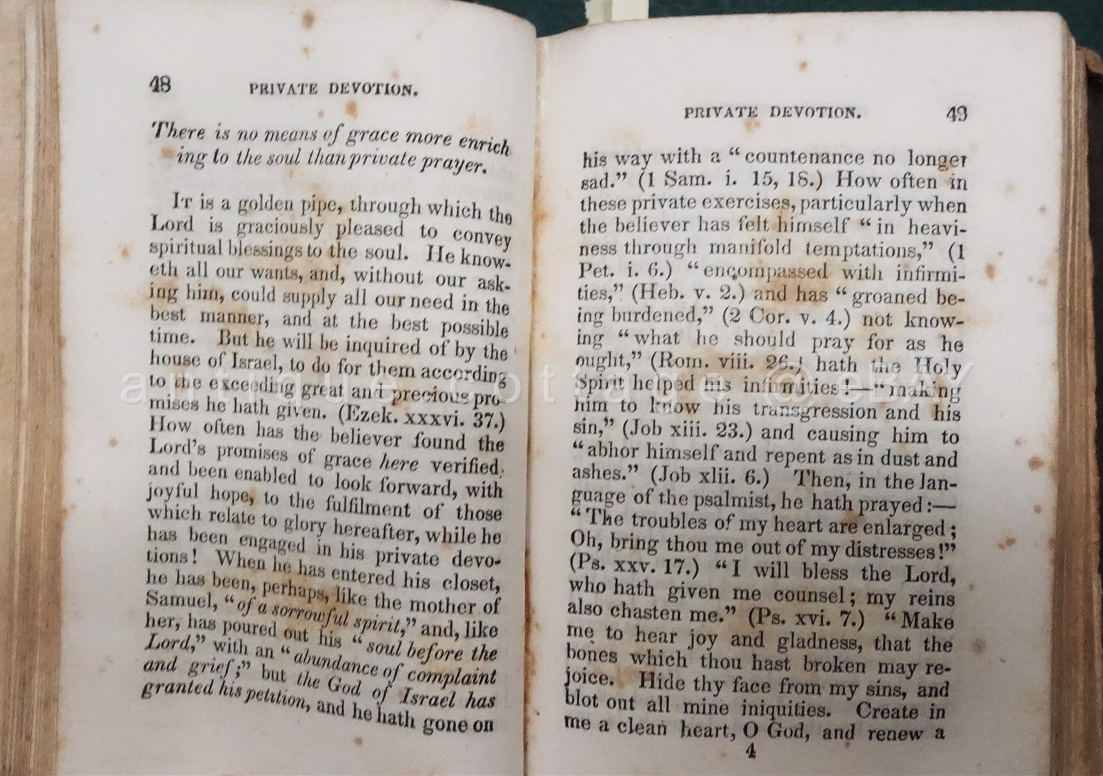 1841 antique PRIVATE DEVOTION hannah more PRAYER MEDITATION bible religion