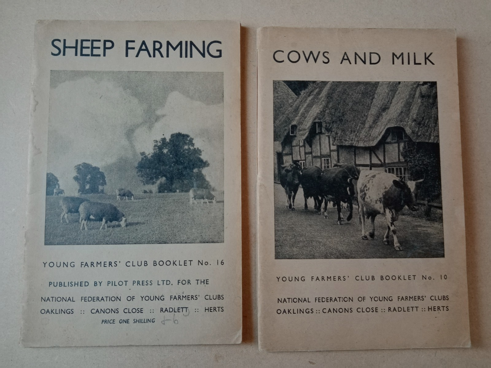 2 x Vintage Young Farmers‘ Club Booklets: Sheep Farming & Cows and Milk, 1ST EDT