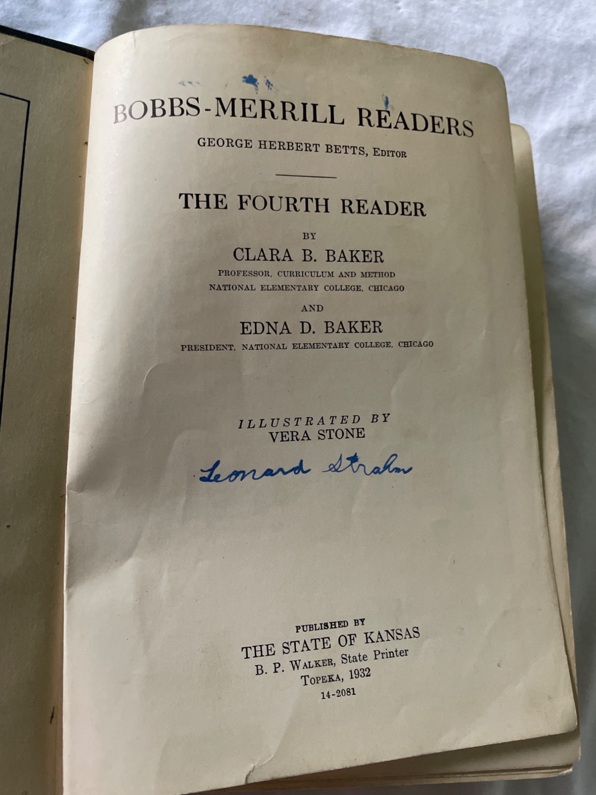 Bobbs-Merrill Fourth Reader Hardcover 1922 Kansas Edition Illustrated By Vera St