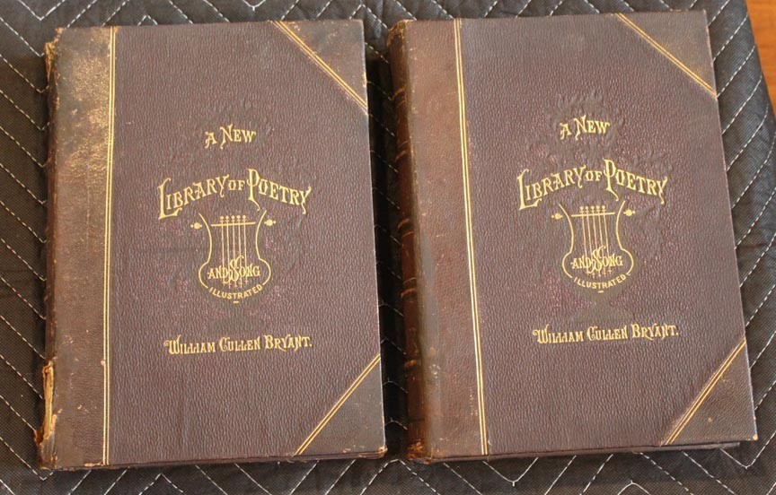 1877 2 Volumes. William Cullen Bryant: Library of Poetry and Song, Leather Folio