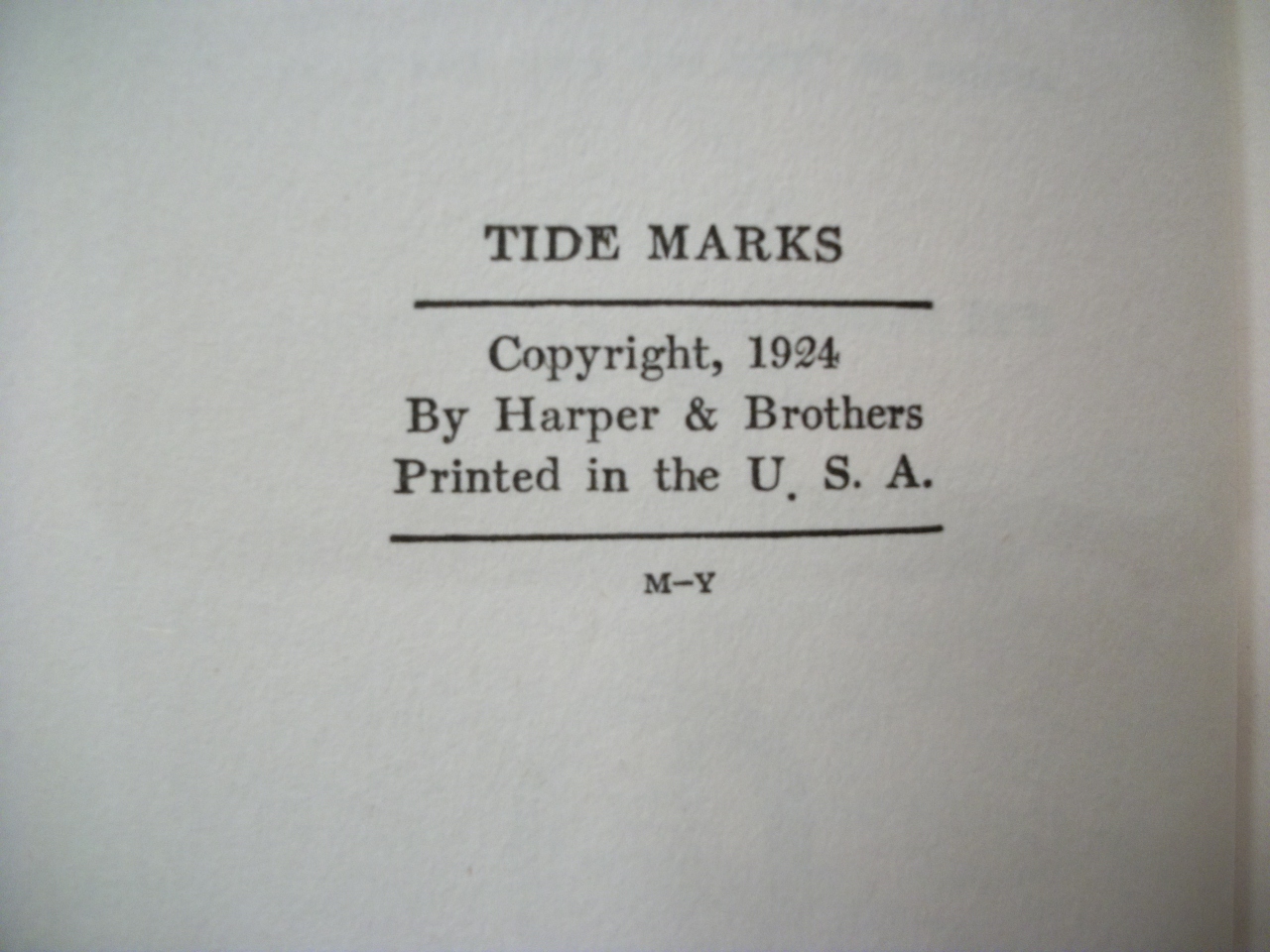 Tide Marks (H.M. Tomlinson, 1924 HC/DJ)