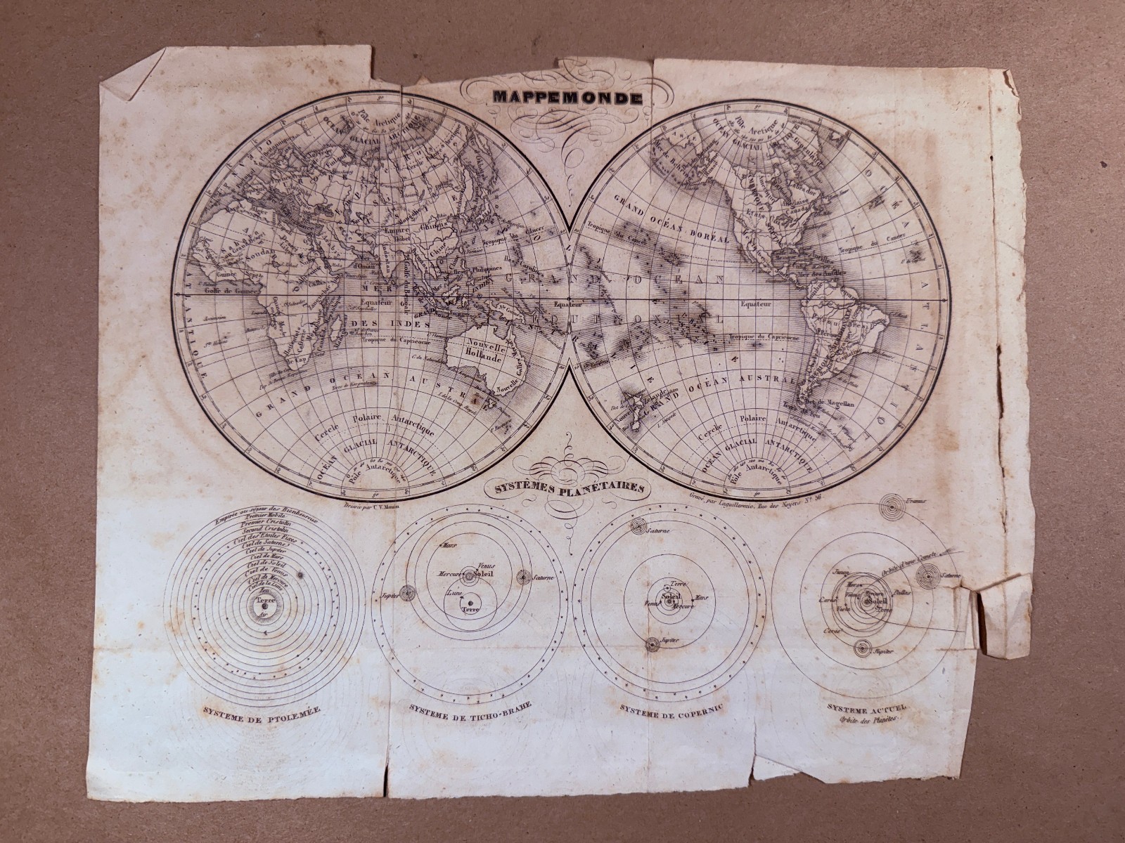 Page From: Atlas universel de géographie by Charles V. Monin Circa 1840
