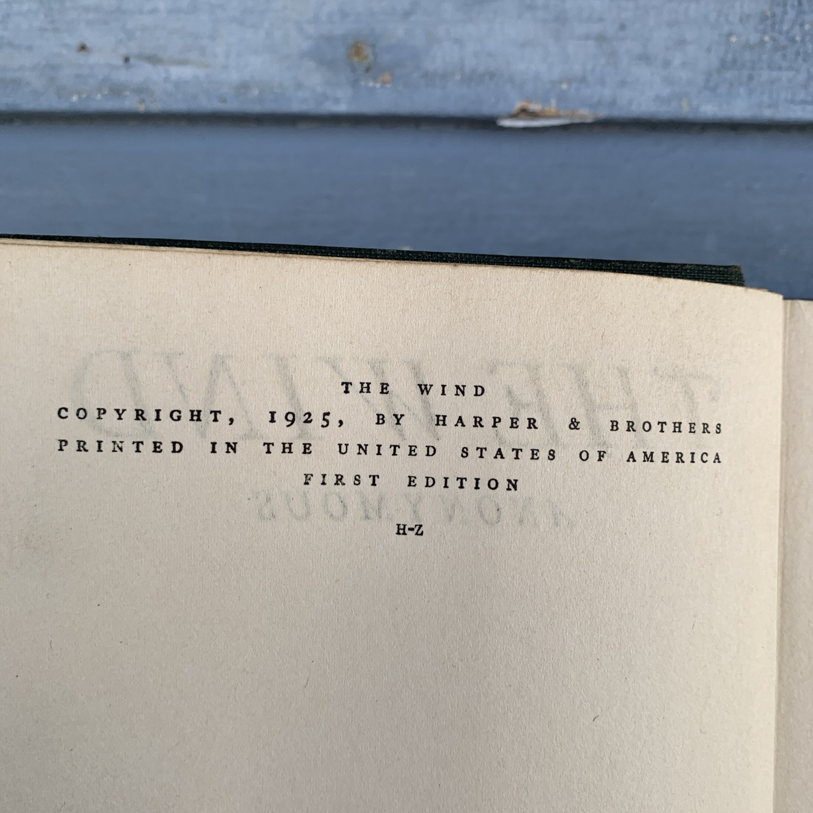 The Wind By Anonymous Antique Book 1925 Harper & Brothers 1st Edition HardCover