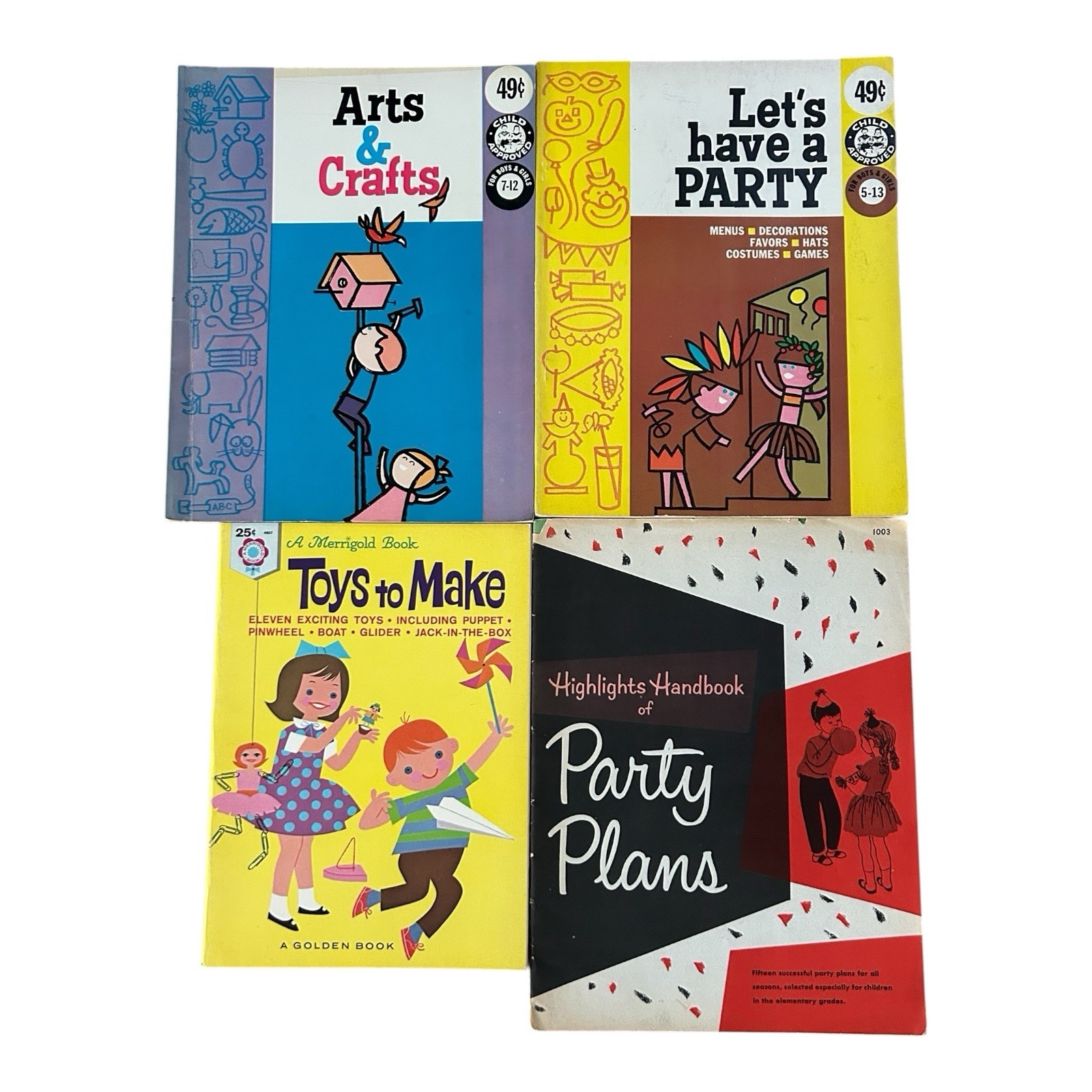 VTG MCM Craft and Party Books for Children Golden Book Highlights Helen Fletcher