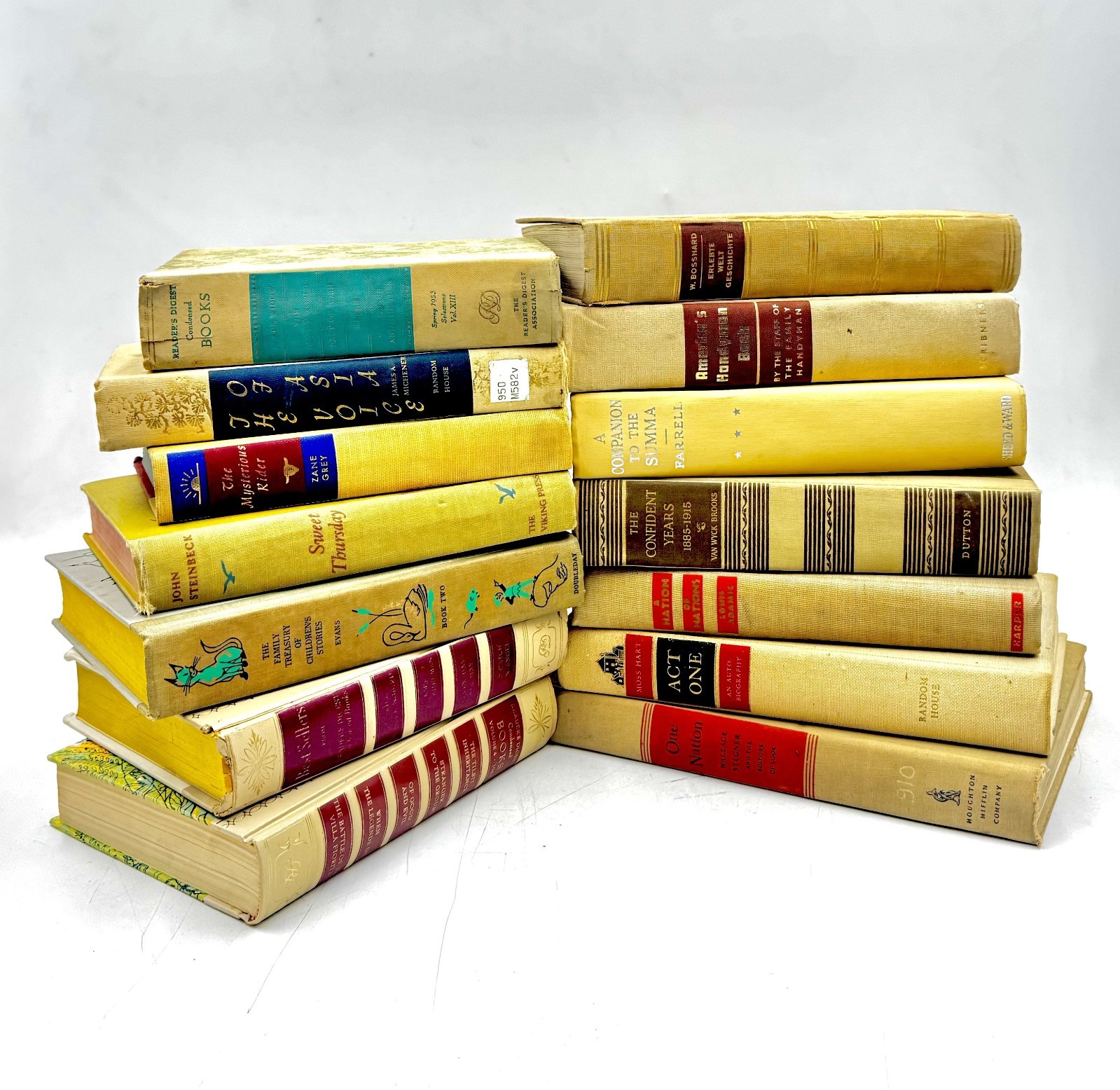 Vintage Book Lot of 5 YELLOW/BEIGE Old Antiquarian Rare Decoration Hardcover….