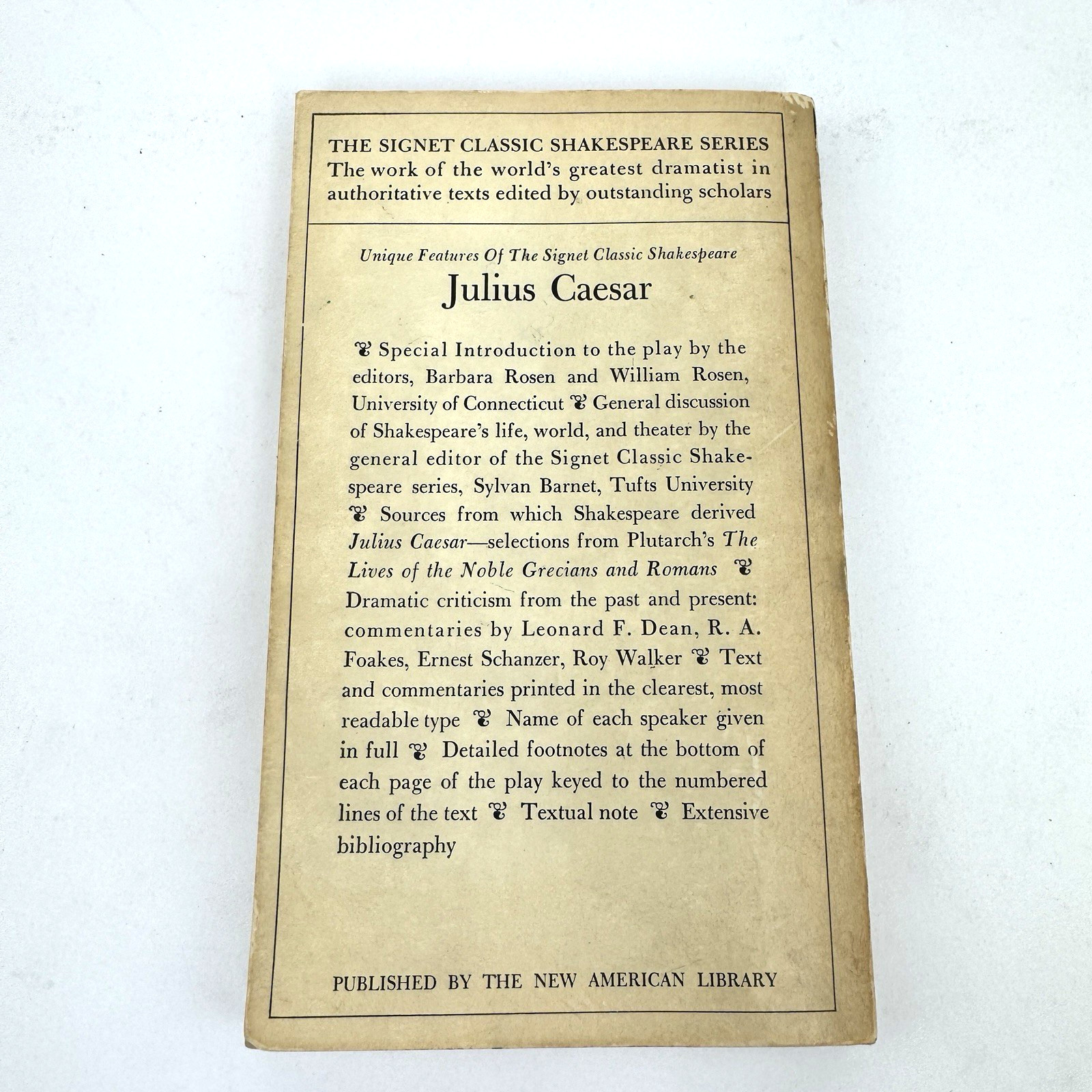 Julius Caesar William Shakespeare, 1st Signet Classic Paperback 1963