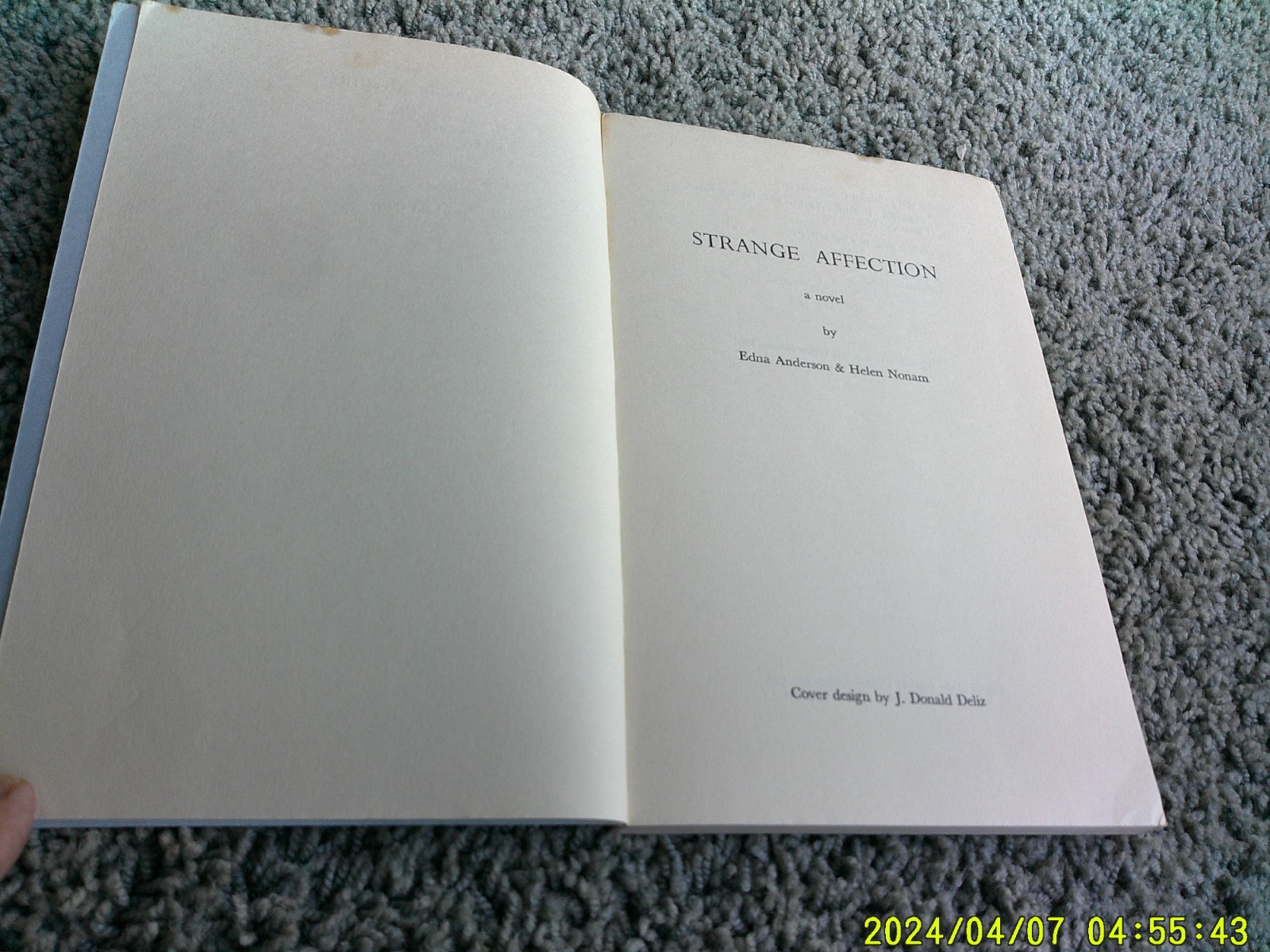 STRANGE AFFECTION: a Lesbian novel by Edna Anderson & Helen Nonam. 1st ed. 1961