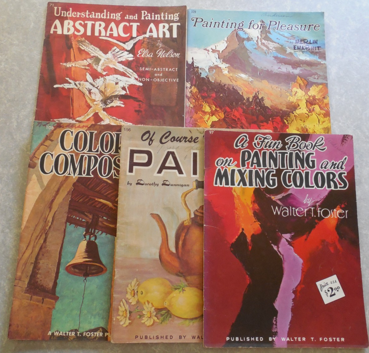 Vintage LOT OF 5 „HOW TO DRAW“ ART BOOKS, WALTER T. FOSTER PUBLISHING!