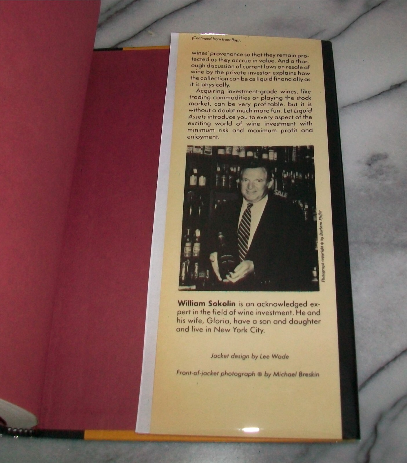 Signed & Inscrbd LIQUID ASSETS William Sokolin 1987 HC/DJ Wine Investment 1st Ed