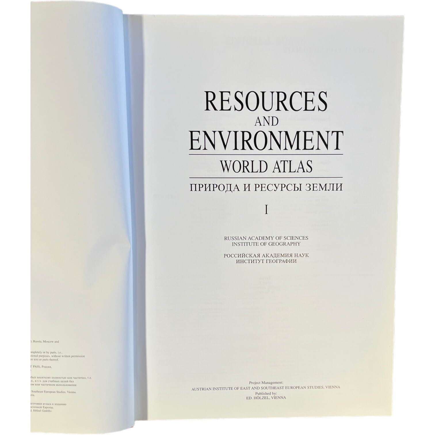 Resources Environment World Atlas Holzel Edition 1998 Russian Academy Science V1
