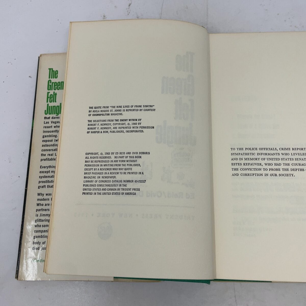 The Green Felt Jungle by Ed Reid/Ovid Demaris HC First Edition Very Good 1963