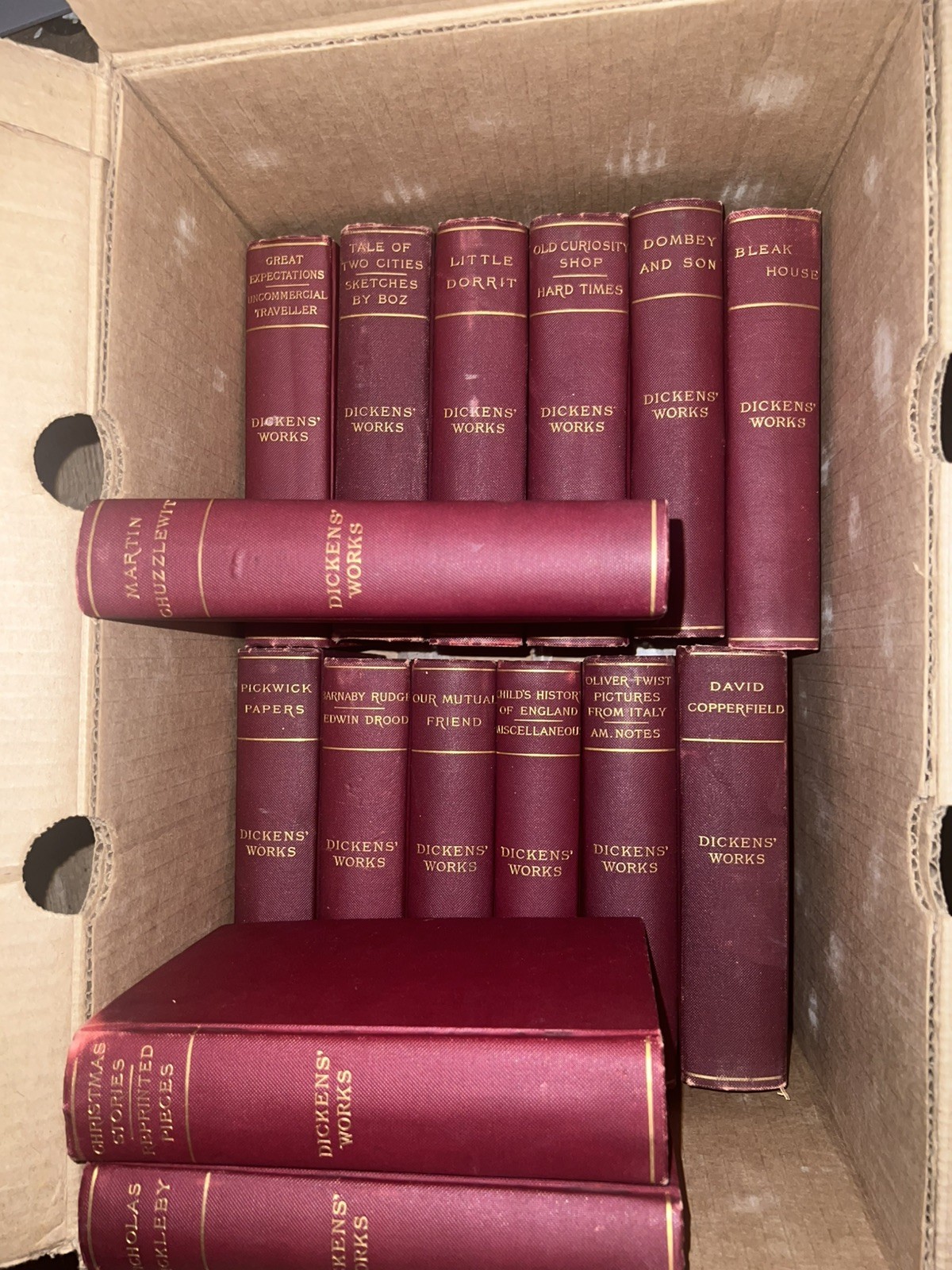 Antique Charles Dickens Works 15 Vol Set Cassell Illustrated c.1890s