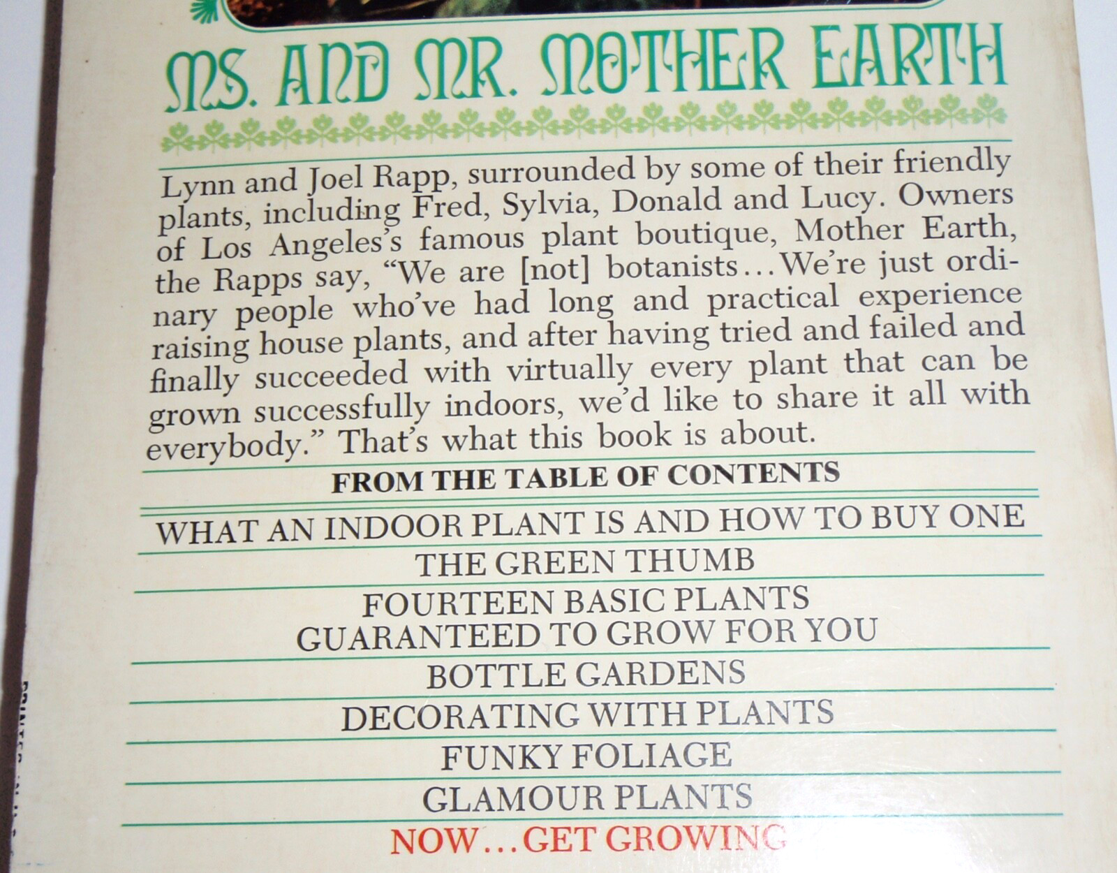 Mother Earth’s Hassle Free Indoor Plant Book by Lynn & Joel Rapp 1975 Book Club