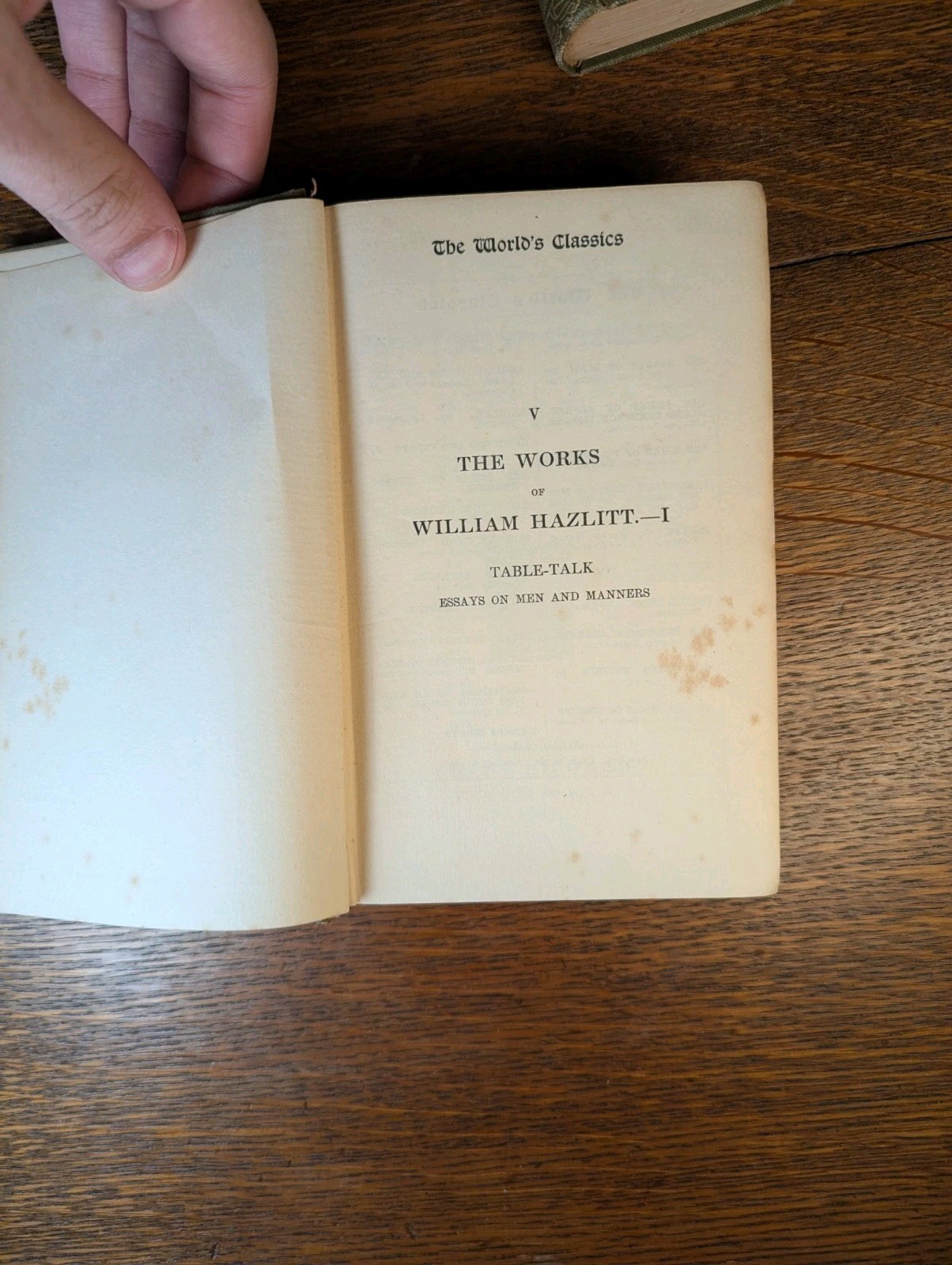 Vintage William Hazlitt Bundle – Table Talk, Sketches and Essays, Selected Essay