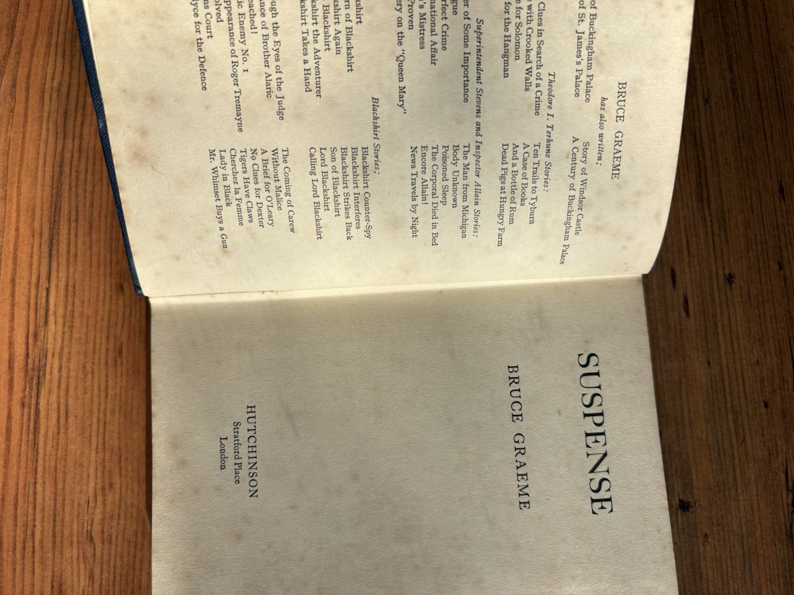 Suspense by Bruce Graeme First Edition Published by Hutchinson 1953 Hardcover