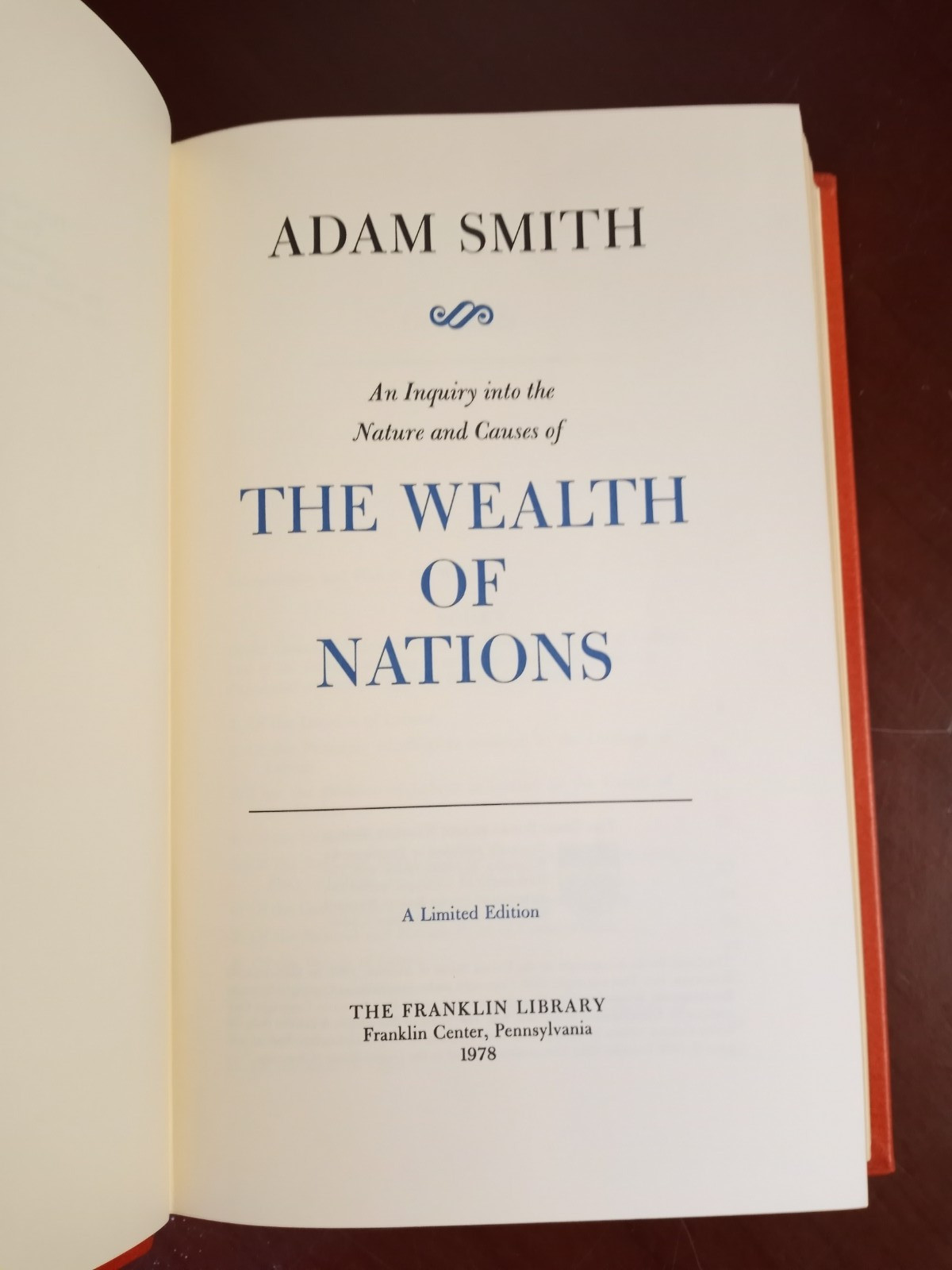 Adam Smith ~ The Wealth of Nations ~ Franklin Library Great Books 1978 Leather