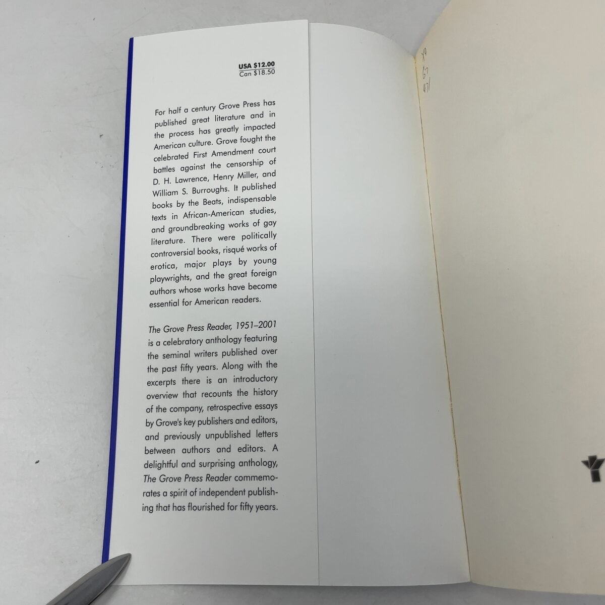 The Grove Press Reader, 1951-2001 by S. E. Gontarski (editor) PB First Edition