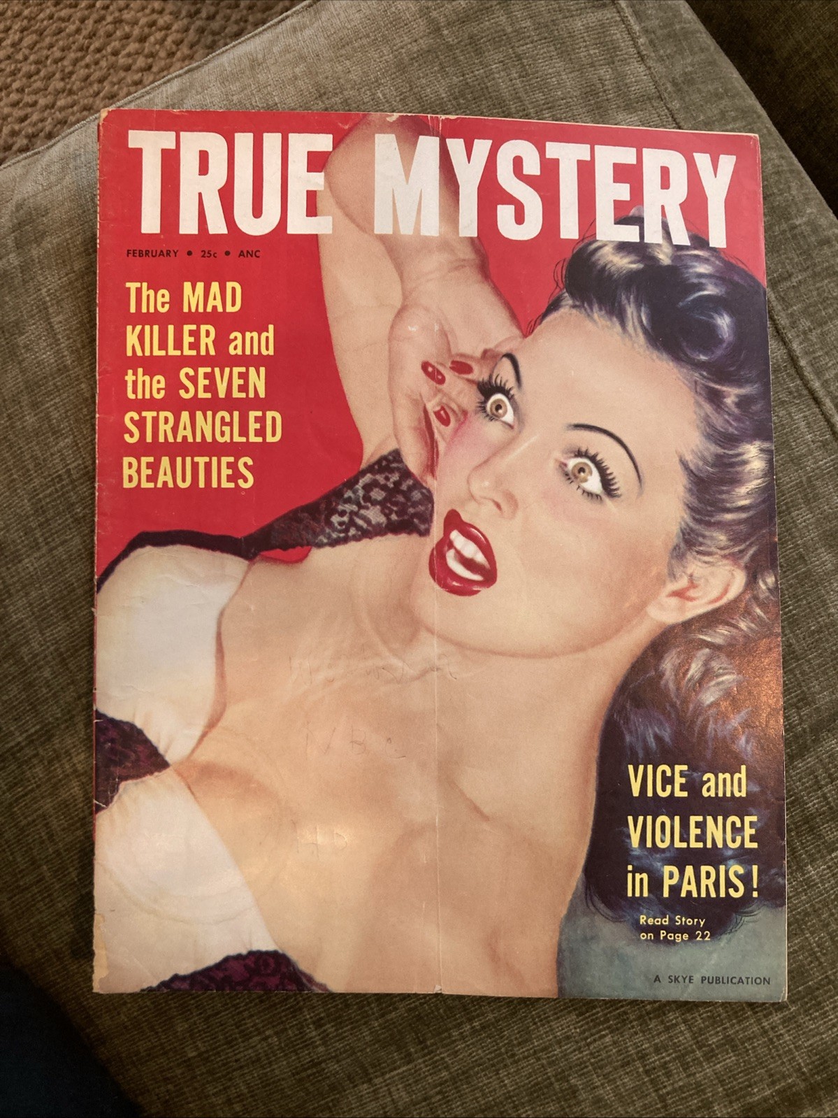 True Crime gga magazine, True Mystery 2/1955, 8.5×11”, Dillenger, Arbuckle, VG