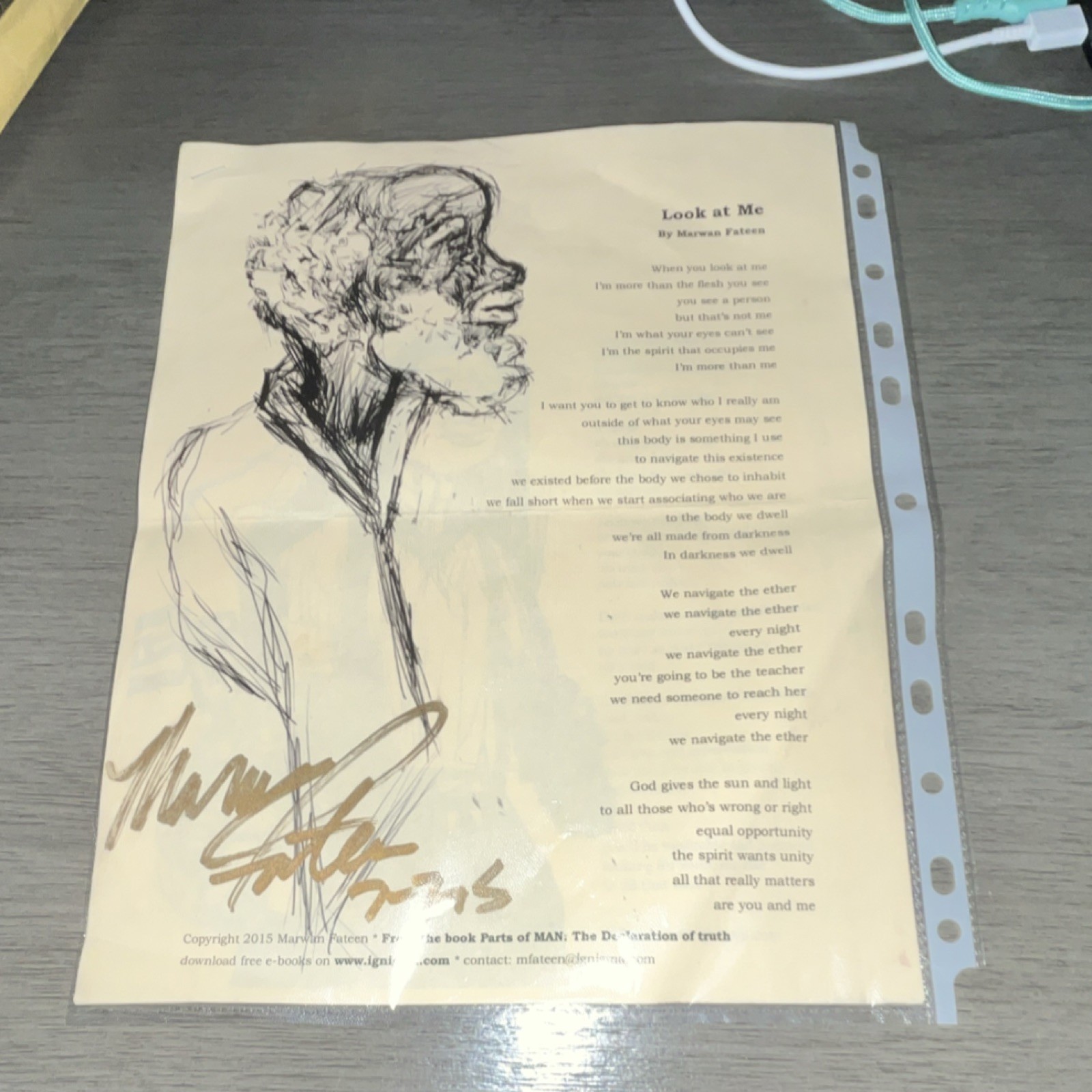 RARE MarwanFateenSignedPoetryChapbookHandmade Performance DIY ZineGOLD Signature