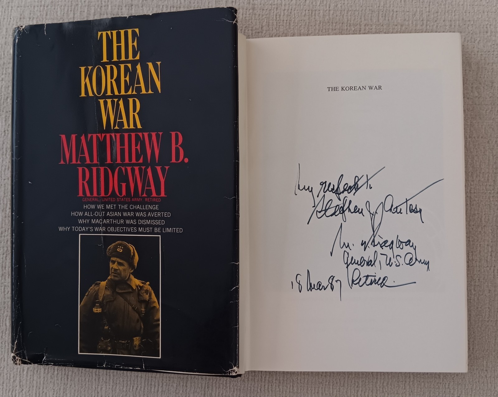 Rare SIGNED The Korean War by General Matthew Ridgway 1967, First Edition, HC DJ