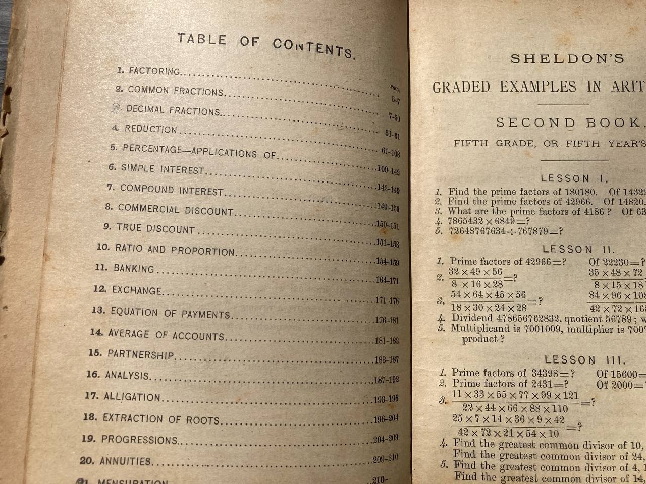 1884 Sheldon’s Graded Examples in Arithmetic Second Book Antique School Textbook