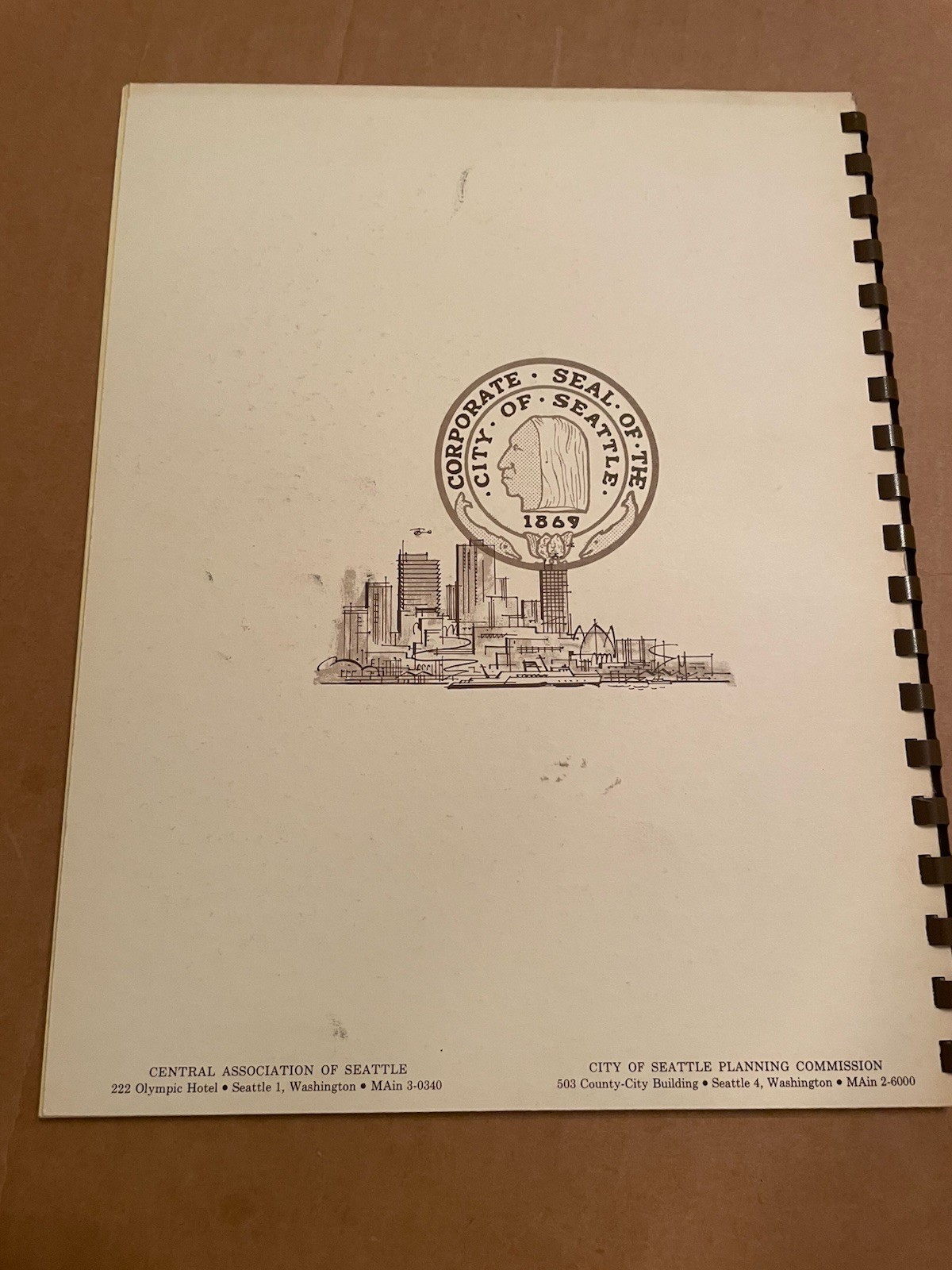 1959 Comprehensive Plan For Central Seattle Washington A Joint Report Booklet