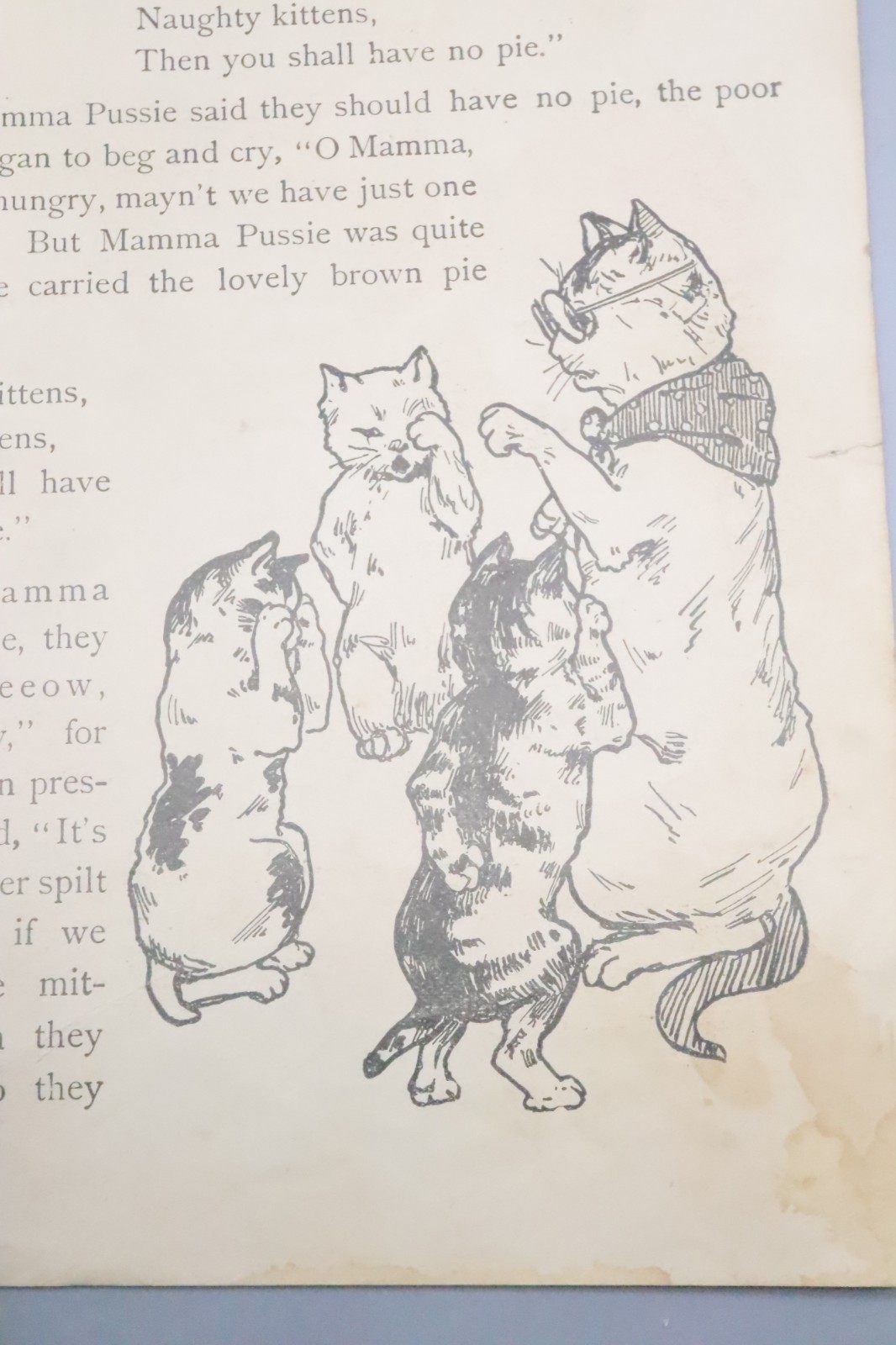 Three Little Kittens Old Antique Childrens Book Cats Victorian Story USA Nursery