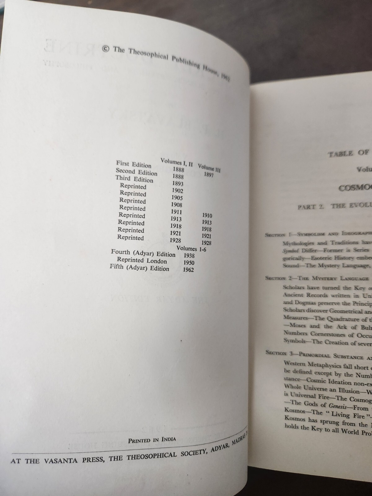 Vols 2 & 4 of THE SECRET DOCTRINE by H.P. Blavatsky 1962 Adyar Edition Theosophy