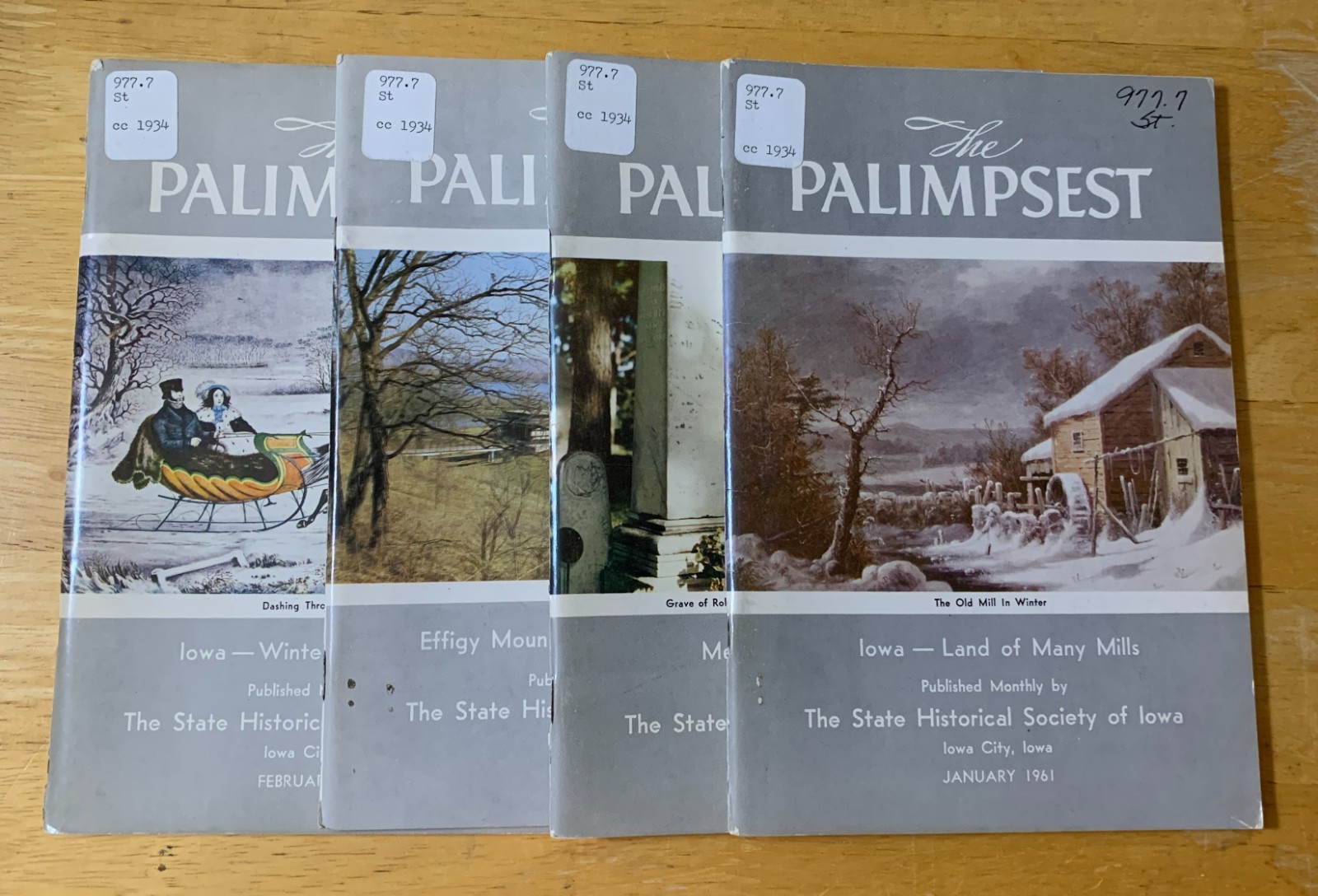 Lot of 4 PALIMPSEST Magazines – 1961 – State Historical Society of Iowa