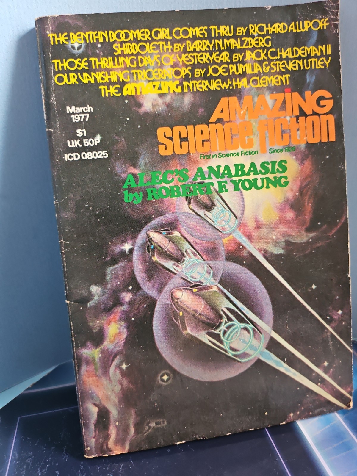 Amazing Science Fiction March 1977. Richard A Lupoff, Glen Cook, Vol 50 No 4