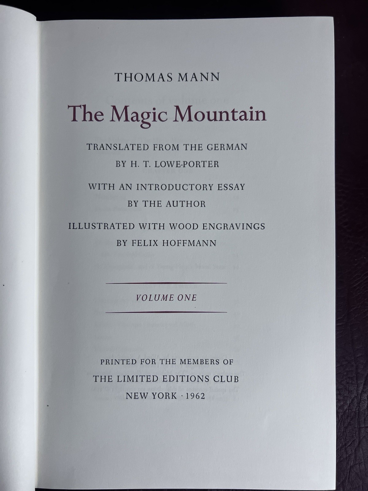 Magic Mountain Thomas Mann LEC 1962 Signed #277/1500 Philip C. Duschnes Rare B.