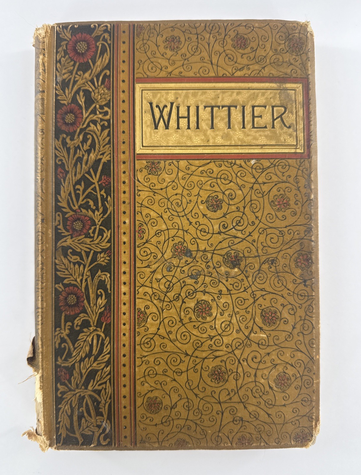 1884 THE POETICAL WORKS OF JOHN GREENLEAF WHITTIER Antique Victorian Poetry Book