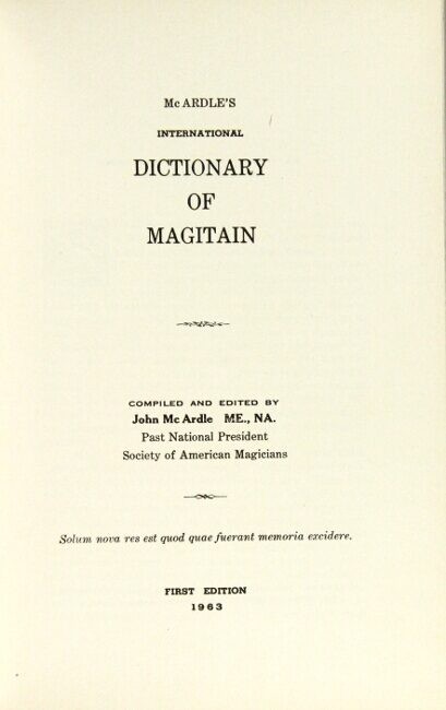 John McArdle / McArdle’s international dictionary of magitain 1st 1963 Language