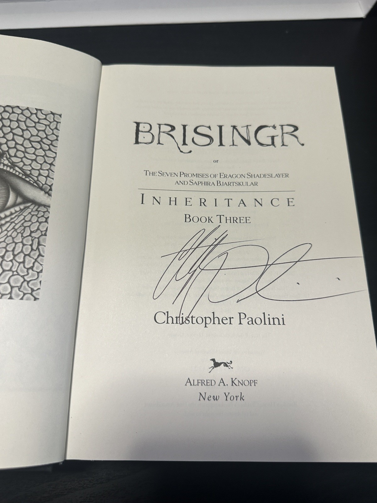 Christopher Paolini Signed 1st Ed Brisingr First Print HC Knopf 2008 Inheritance