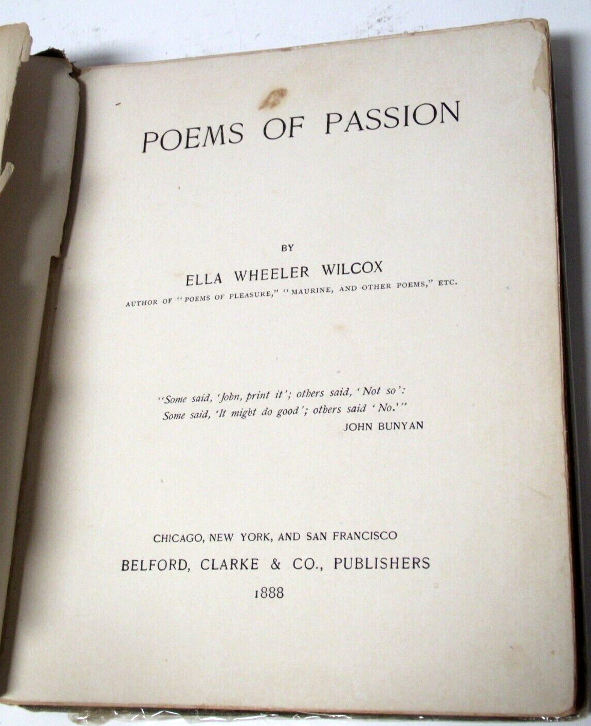RARE 1888 Belford Clarke Pub „Poems of Passion“ Ella Wheeler Wilcox Deluxe Ed Hb