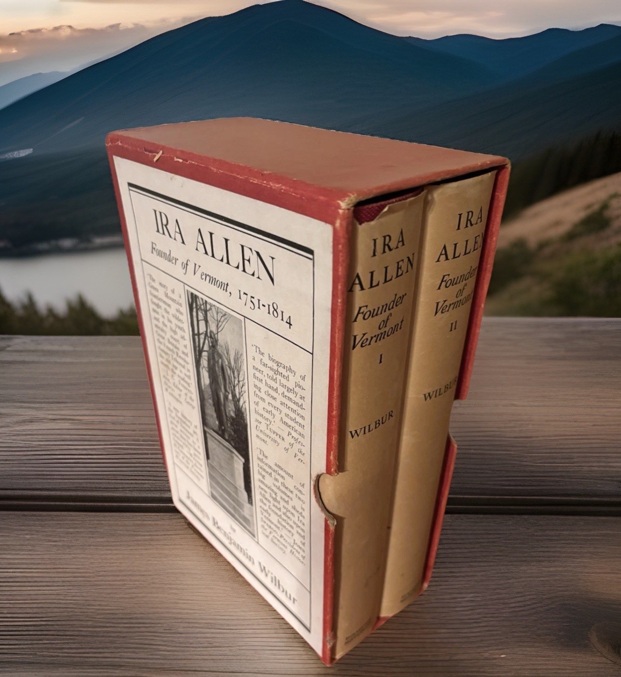 20’s IRA ALLEN FOUNDER OF VERMONT HISTORY 2-VOLUME BOOKS BOX SET c. 1928 1stED
