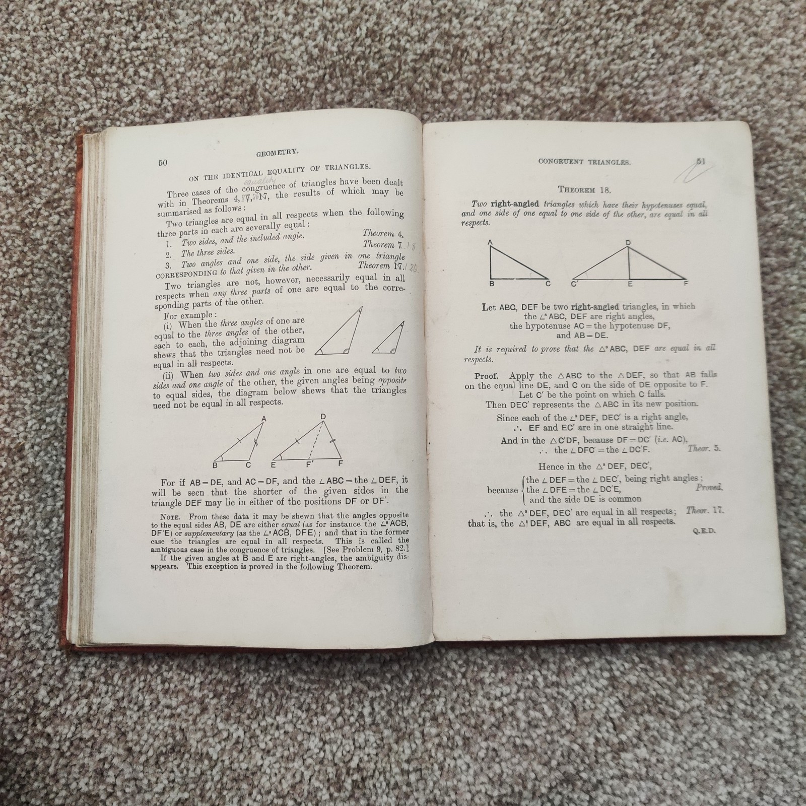 Antique 1909 „A School Geometry“ Parts I & II – Hall & Stevens Macmillan