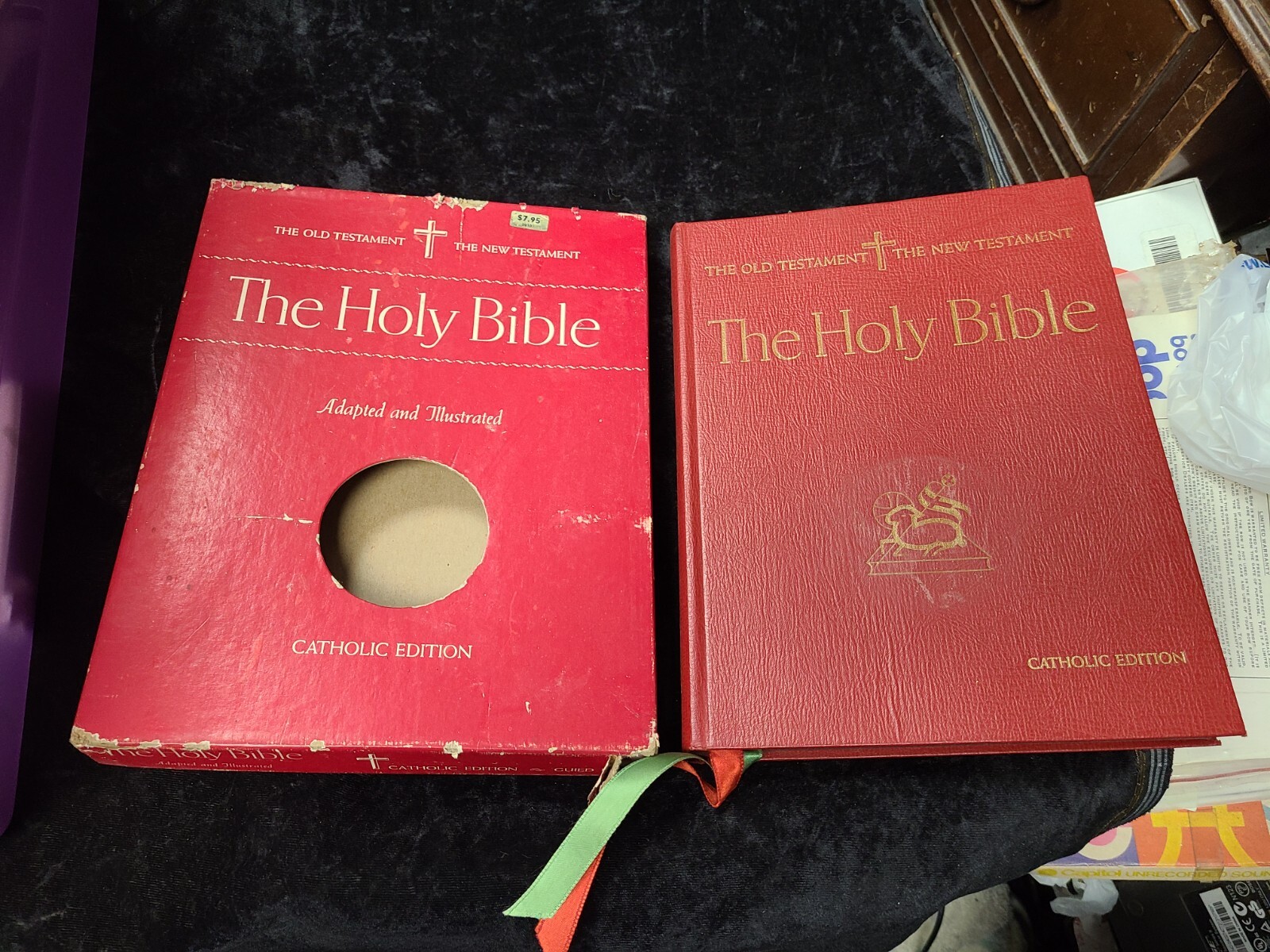 1960 Guild Press Illustrated Catholic Edition of The Holy Bible In Original Box