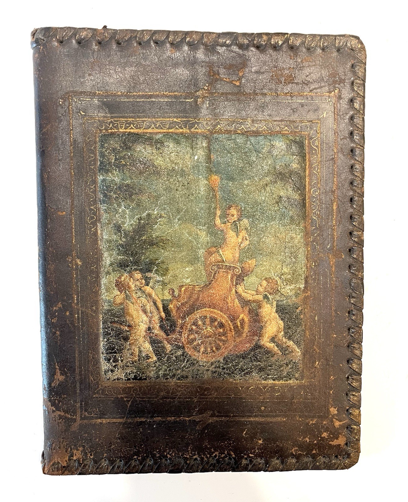 Antique Italian Leather Guestbook Journal c.1915-1925 Bacchus Pettinaroli Milan