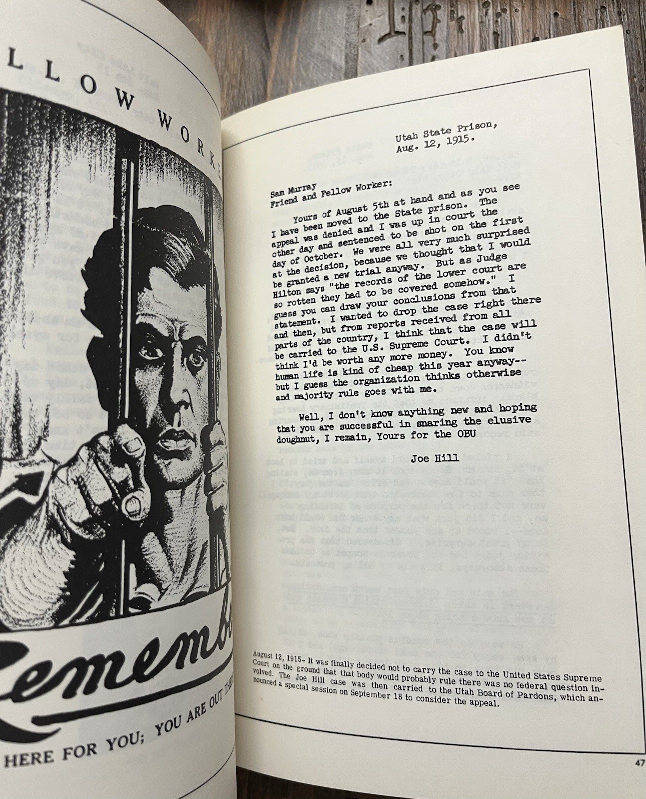 THE LETTERS OF JOE HILL IWW Wobbly Wobblies Union Labor Rights Groups Foner 1965