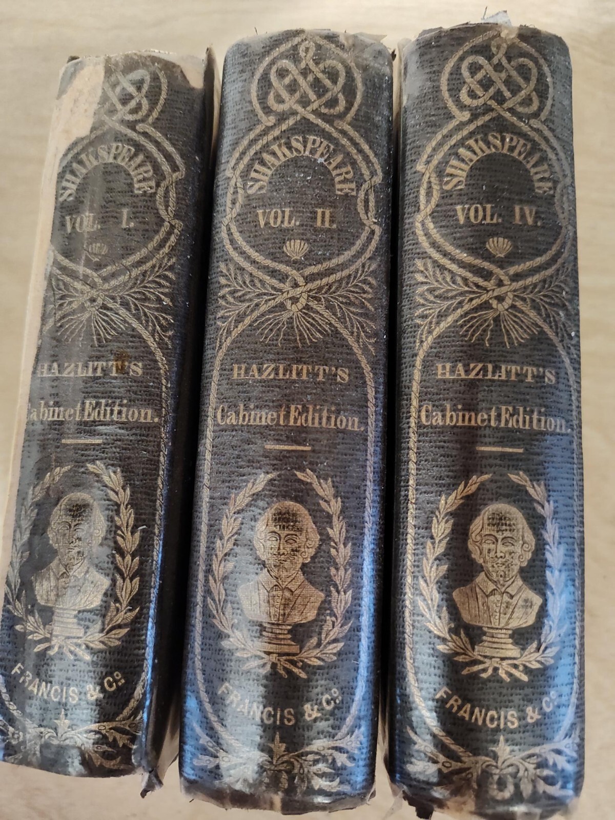 3 Vol 1852 Hazlitt’s Cabinet Ed The Works of William Shakespeare Vol I, II & IV