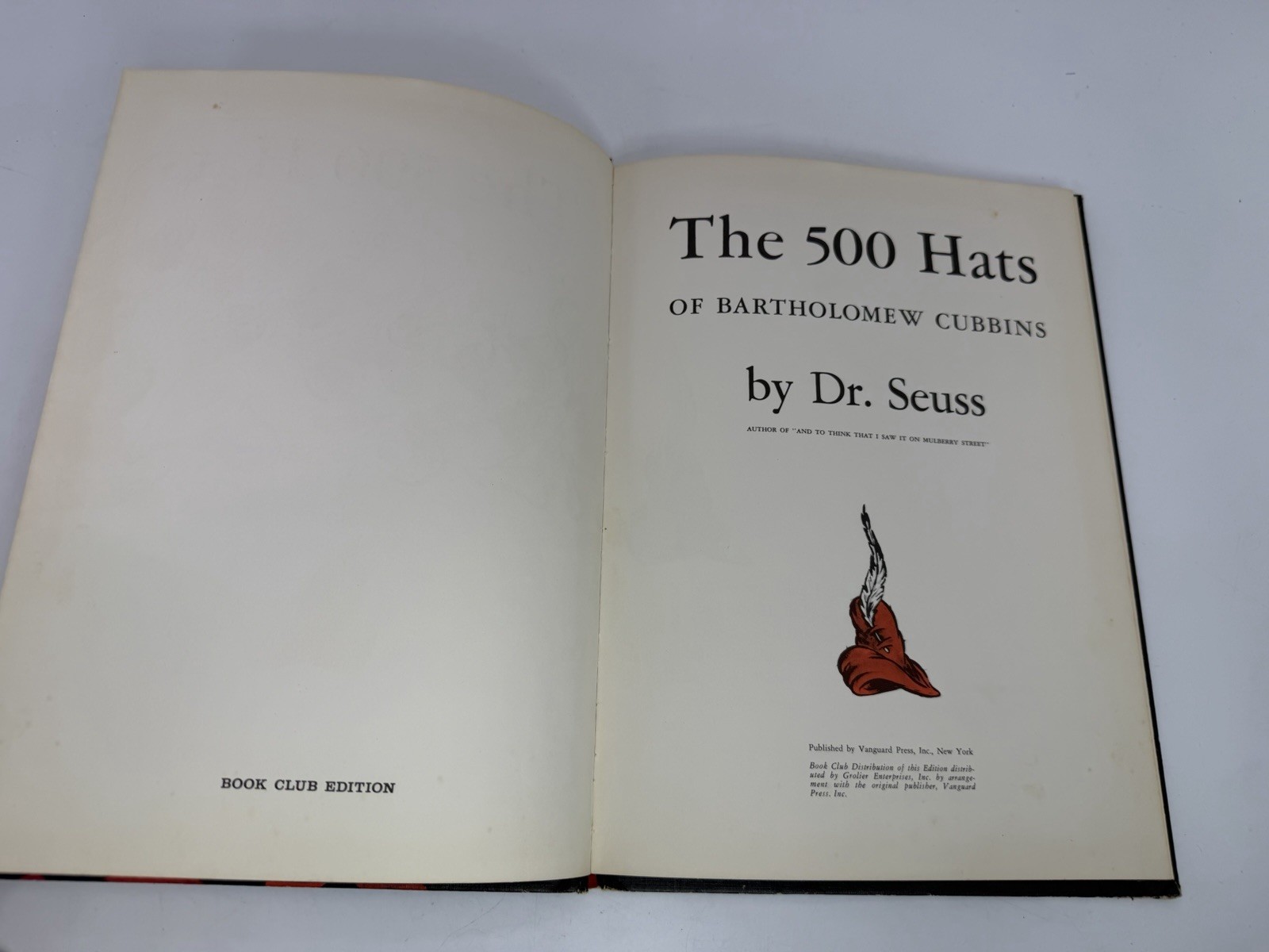 The 500 Hats Of Bartholomew Cubbins By Dr. Seuss 1938 Book Club First Edition