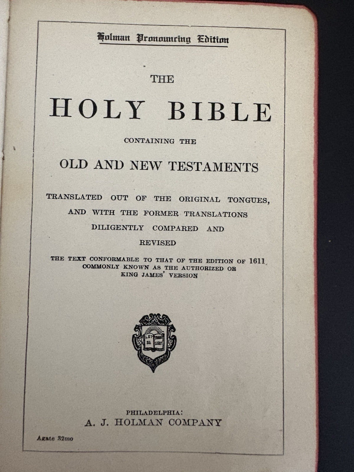 Antique Holy Bible A.J. Holman Pronouncing Edition King James KJV Illustrated