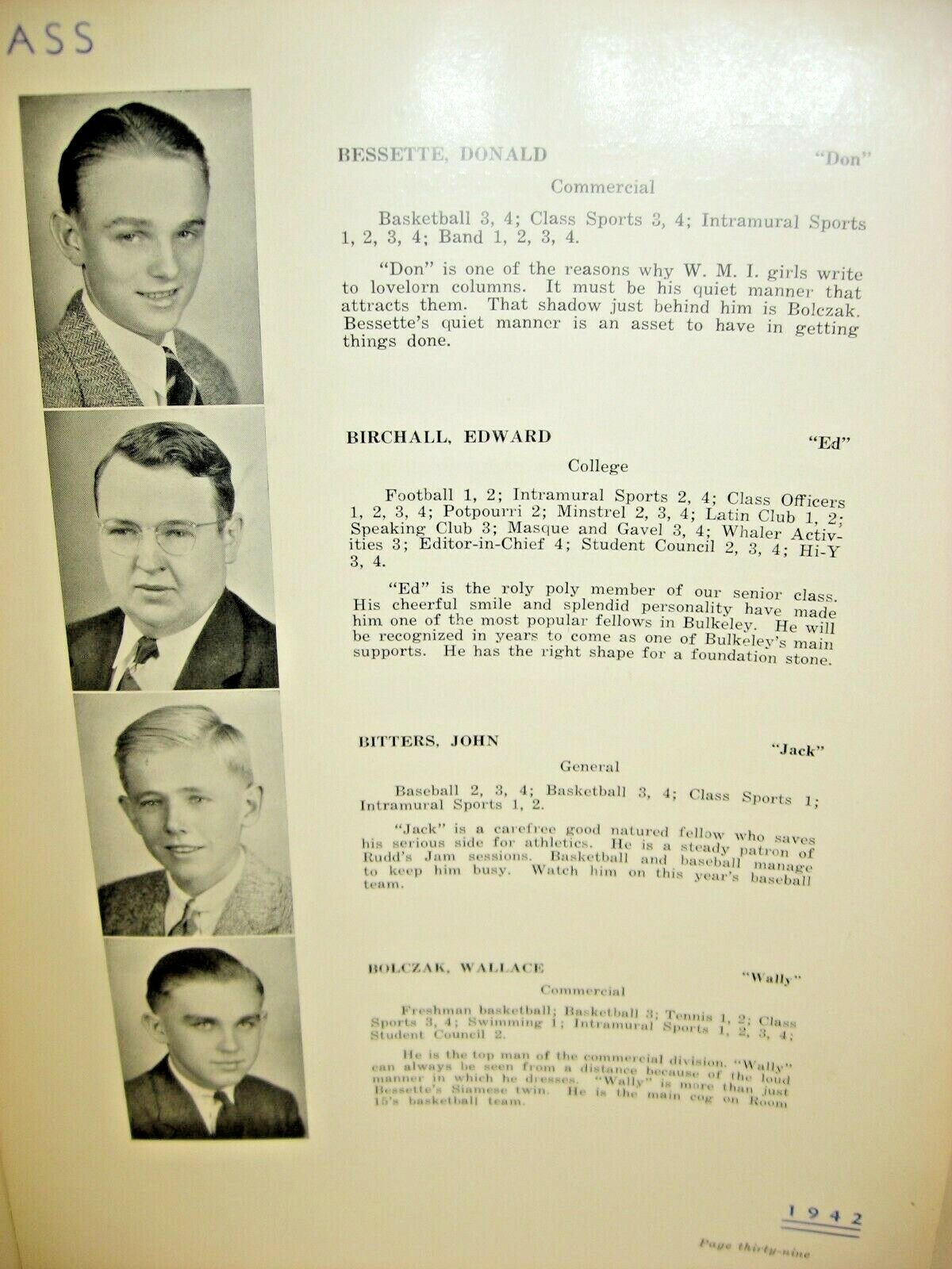 1942 Whaler, Bulkeley School, New London, Connecticut Yearbook