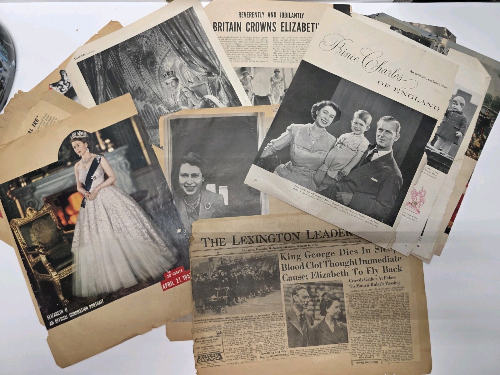 Lot Queen Elizabeth II Royal Coronation & King’s Passing 1950–53 Clippings