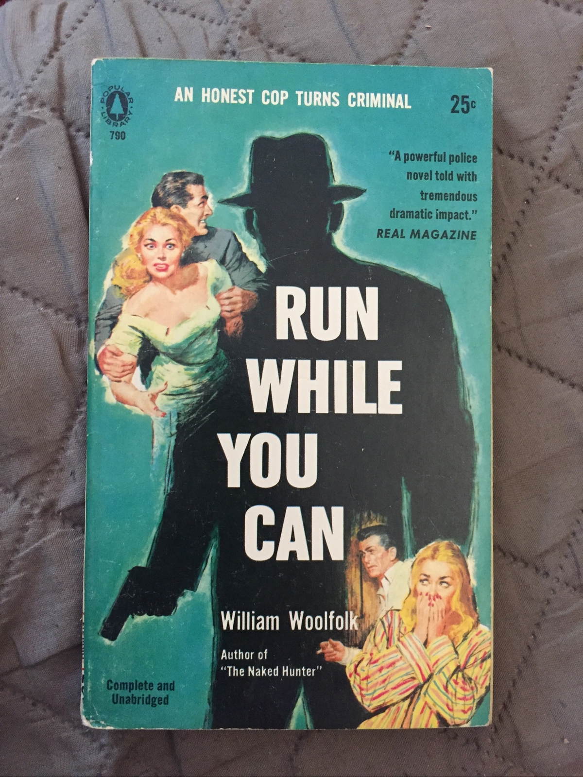 Crime Vintage Pb gga, Run While You Can by Woolfolk, Pop Library 790, 1956, VG