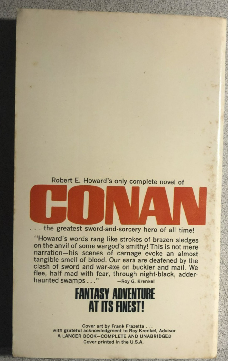 CONAN THE CONQUEROR by Robert E Howard & L.S. de Camp () Lancer paperback