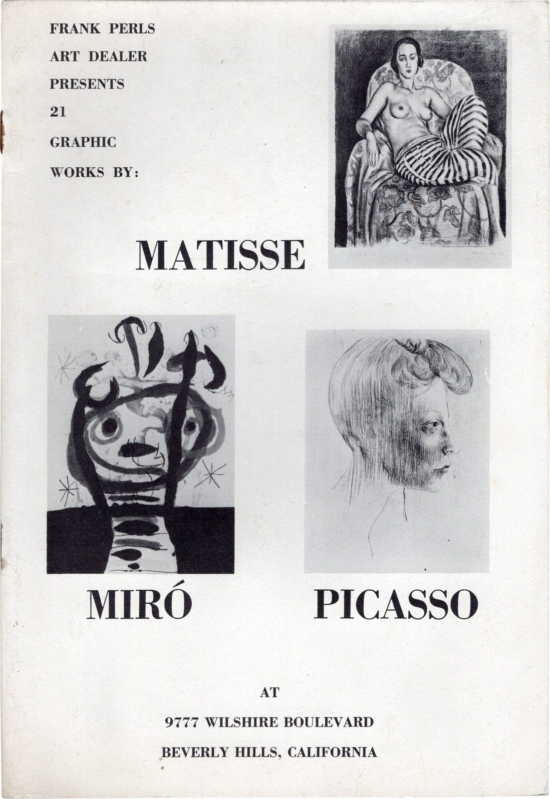 HENRI MATISSE JOAN MIRó PABLO PICASSO First Edition 1969 #170092