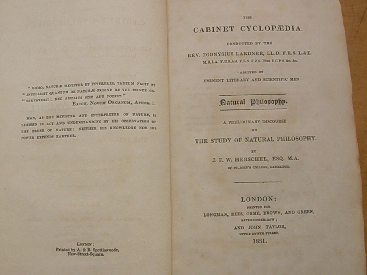 A Preliminary Discourse on the Study of Natural Philosophy – Herschel 1831 RARE