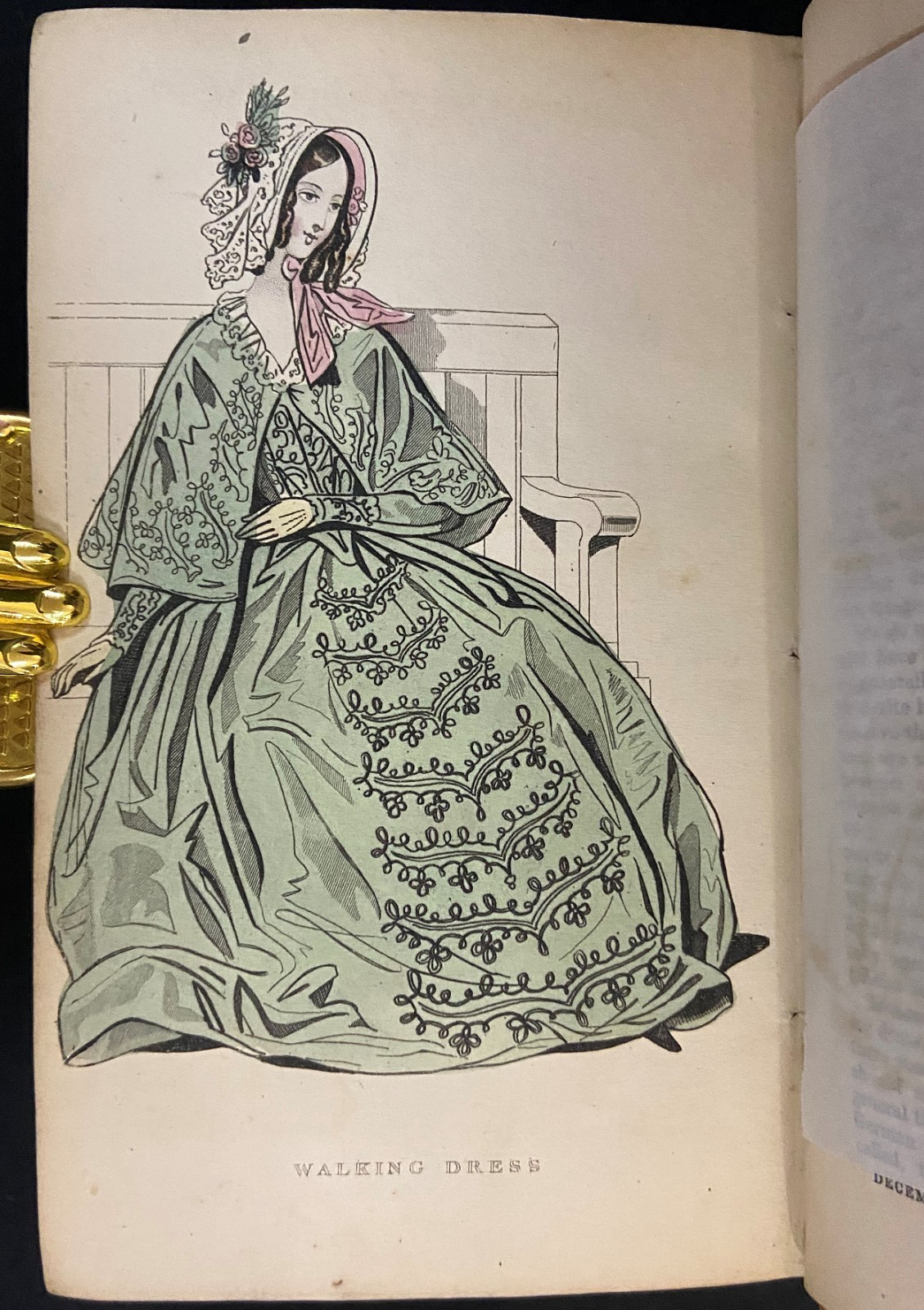 1843 THE LADIES CABINET OF FASHION Antique Victorian Book HAND COLORED PLATES